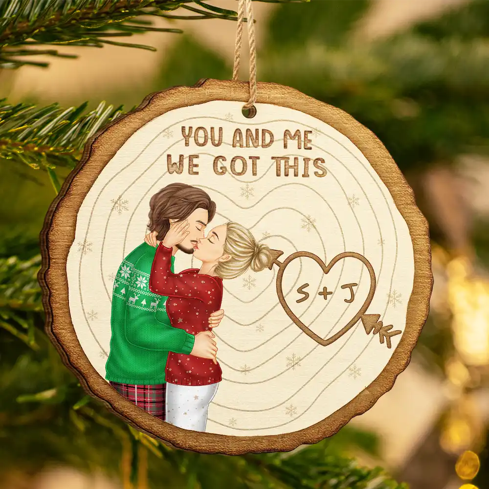 Couple Side View I'm Yours - Personalized Custom Shaped Wooden Ornament - Image 3
