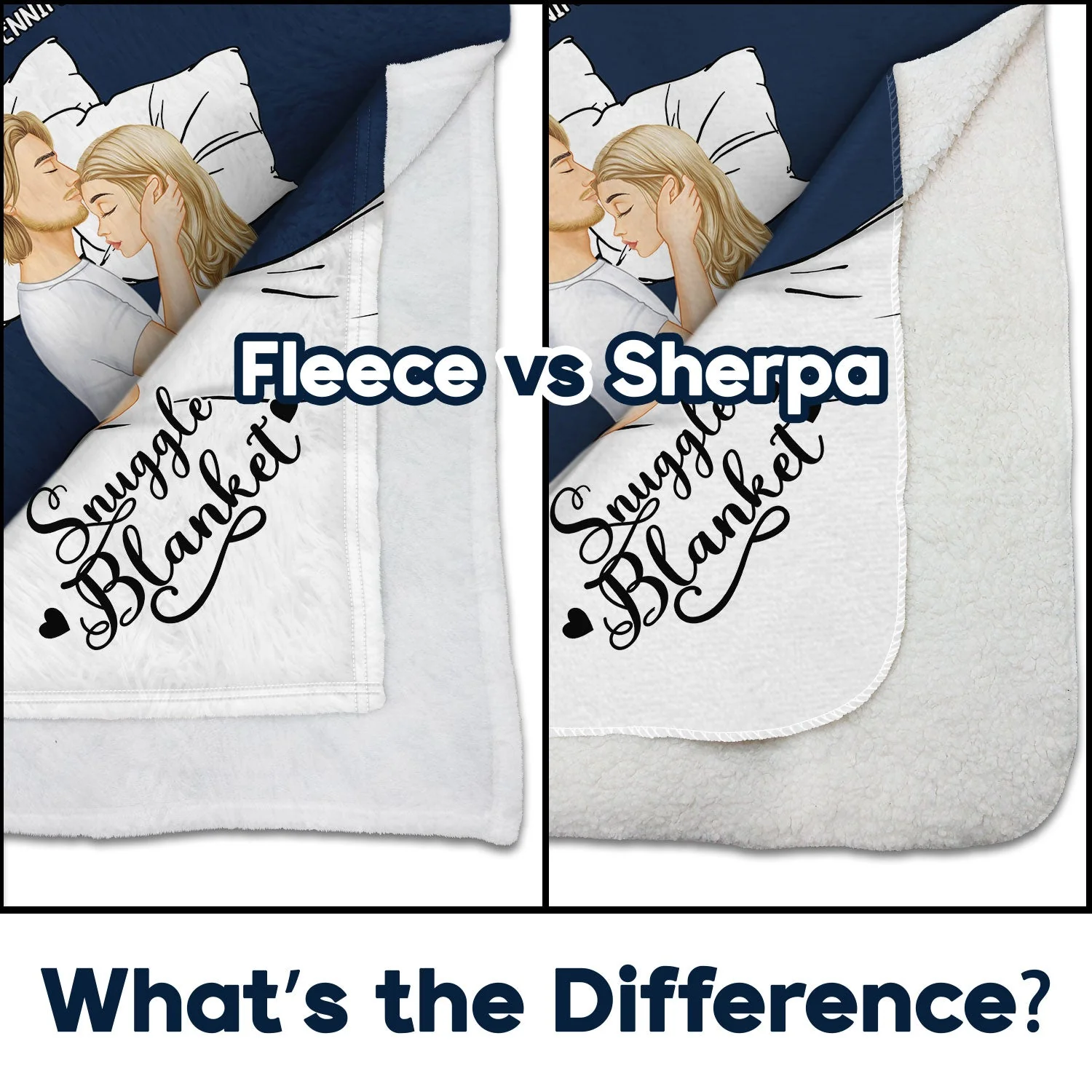 Couple Side View Snuggle Blanket - Gift For Couples - Personalized Fleece Blanket - Image 4