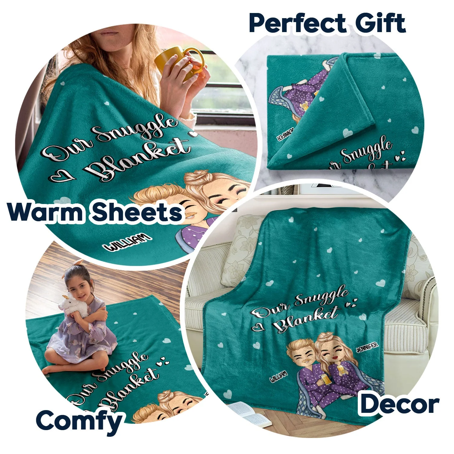Couple Sitting Our Snuggle Blanket - Gift For Couples - Personalized Custom Fleece Blanket - Image 5