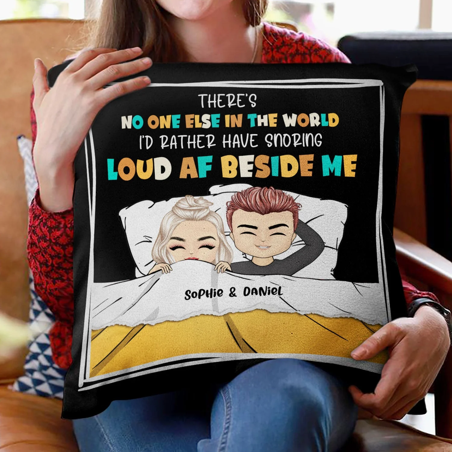 Couple Snoring Loud AF Beside Me - Gift For Couples - Personalized Pillow - Image 2