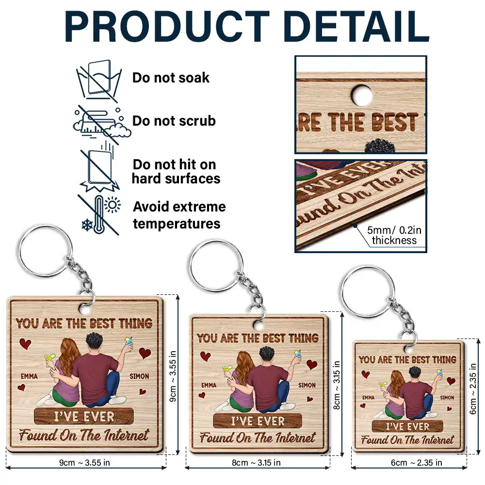Couple Song QR Code Best Thing Ever Found - Personalized Wooden Keychain - Image 6