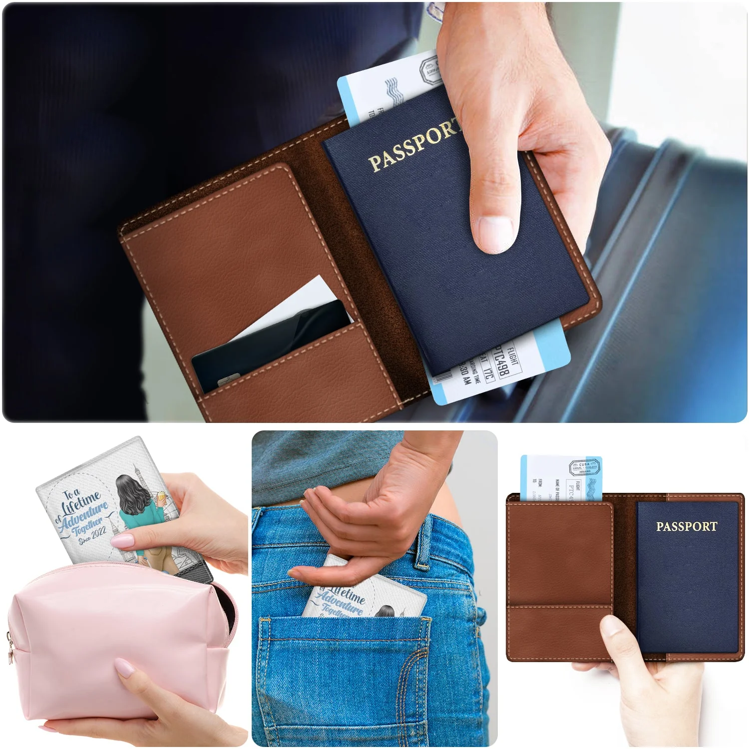 Couple To A Lifetime Of Travel Together - Gift For Couple - Personalized Custom Passport Cover, Passport Holder - Image 5