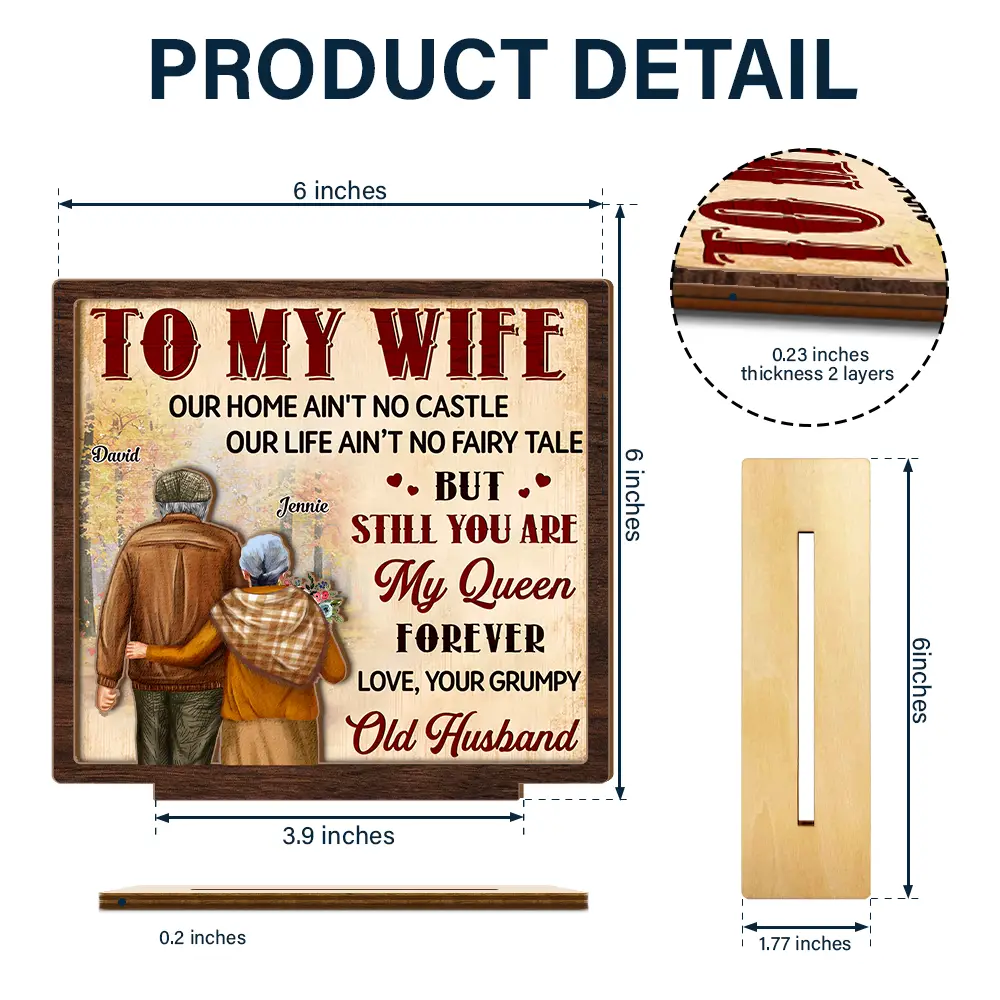Couple To My Wife Our Home Ain't No Castle - Personalized Custom Shaped 2-Layered Wooden Plaque - Image 4