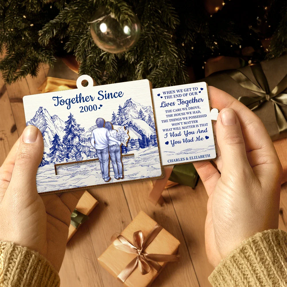 Couple Together When We Get To The End - Personalized Wooden Slide Ornament - Image 4