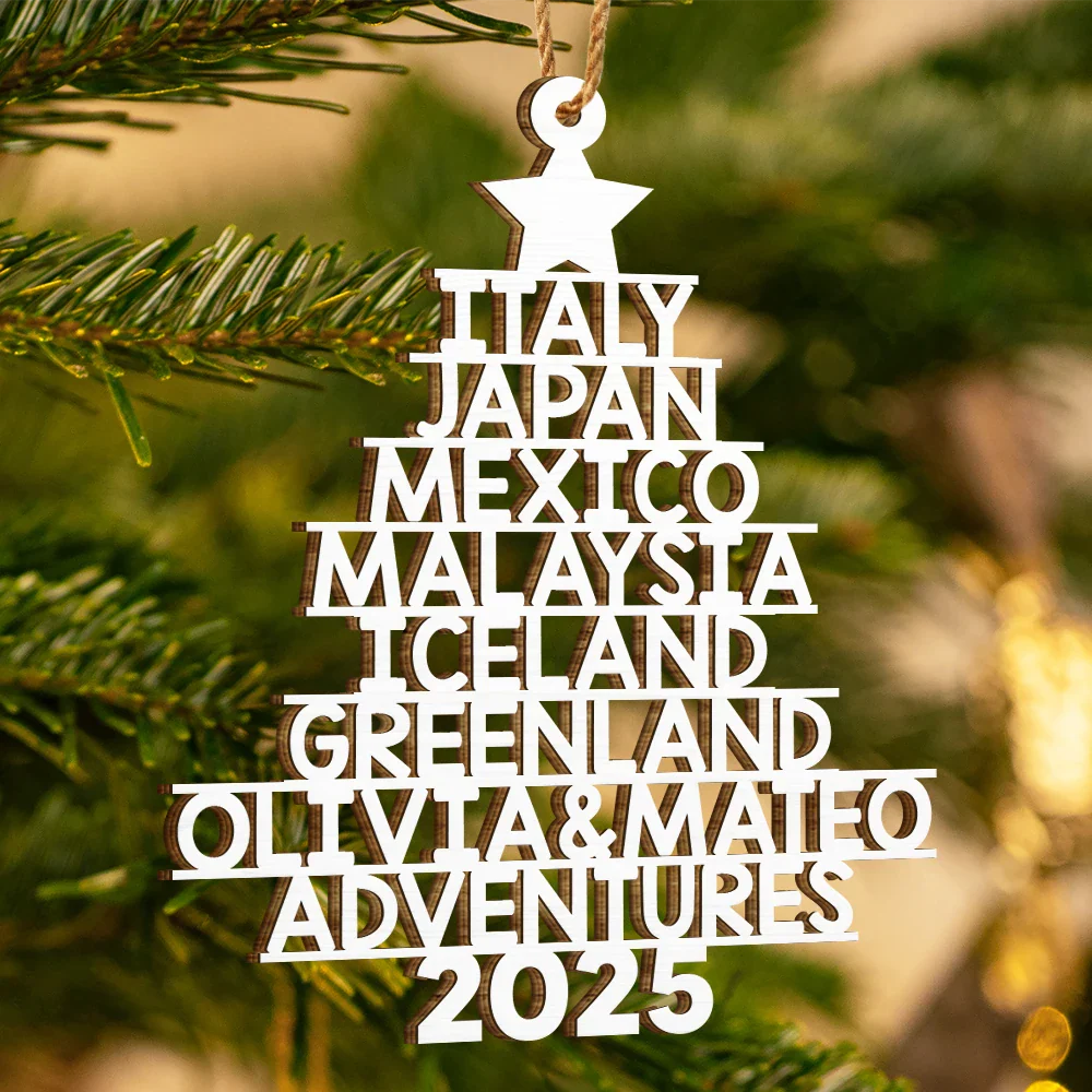 Couple Travel Goal Adventures Of The Year - Personalized Custom Shaped Wooden Ornament - Image 3