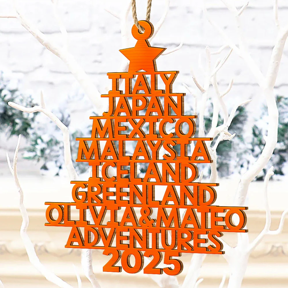 Couple Travel Goal Adventures Of The Year - Personalized Custom Shaped Wooden Ornament - Image 4