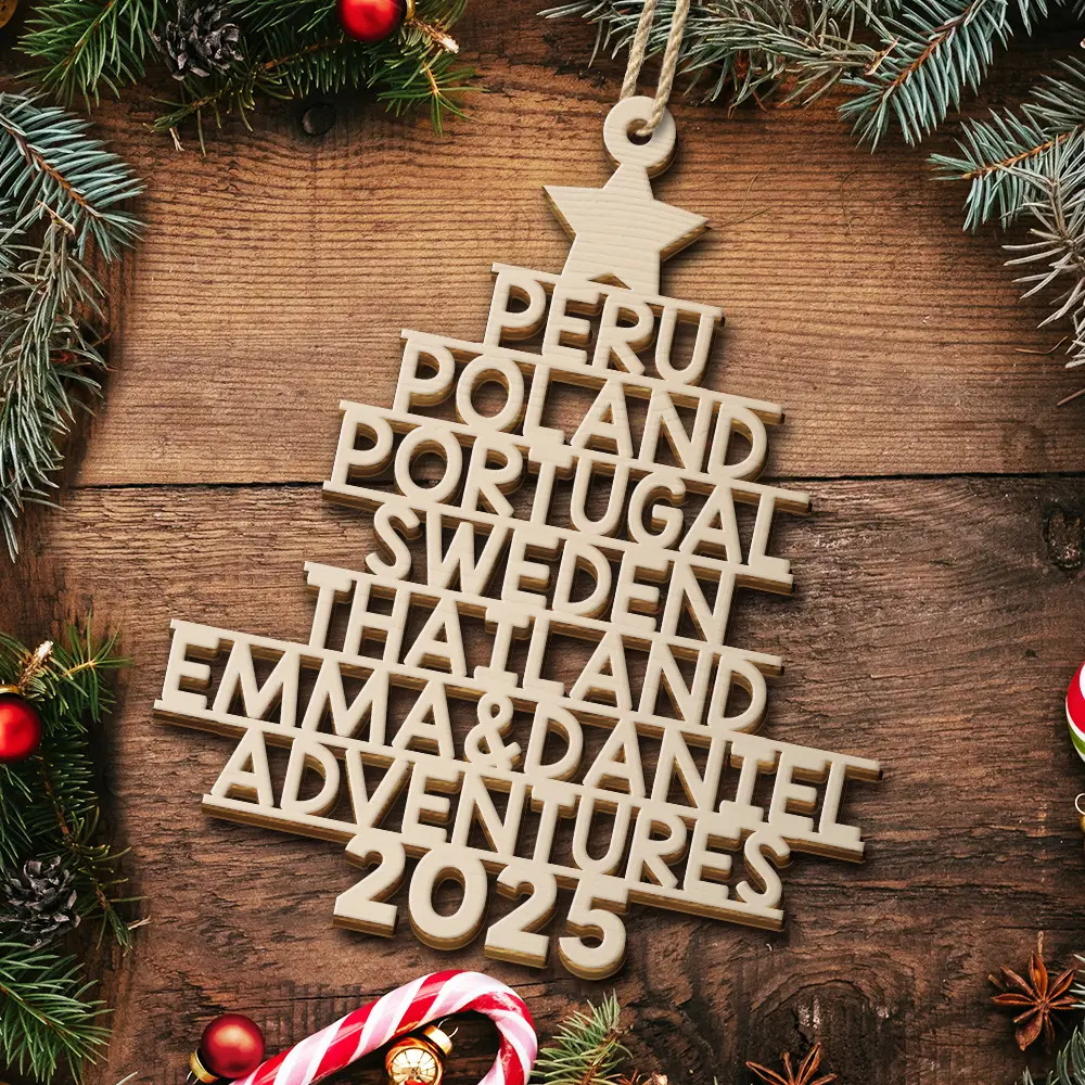 Couple Travel Goal Adventures Of The Year - Personalized Custom Shaped Wooden Ornament - Image 5