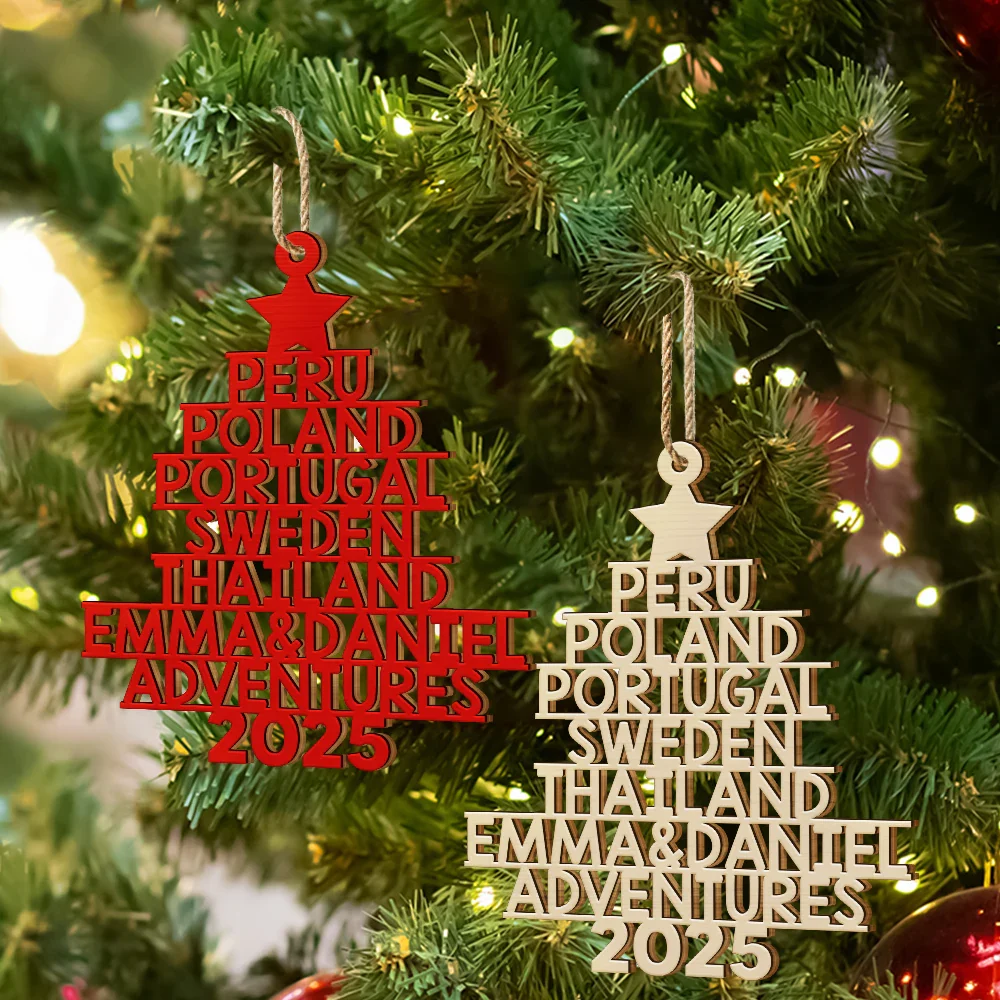 Couple Travel Goal Adventures Of The Year - Personalized Custom Shaped Wooden Ornament - Image 6