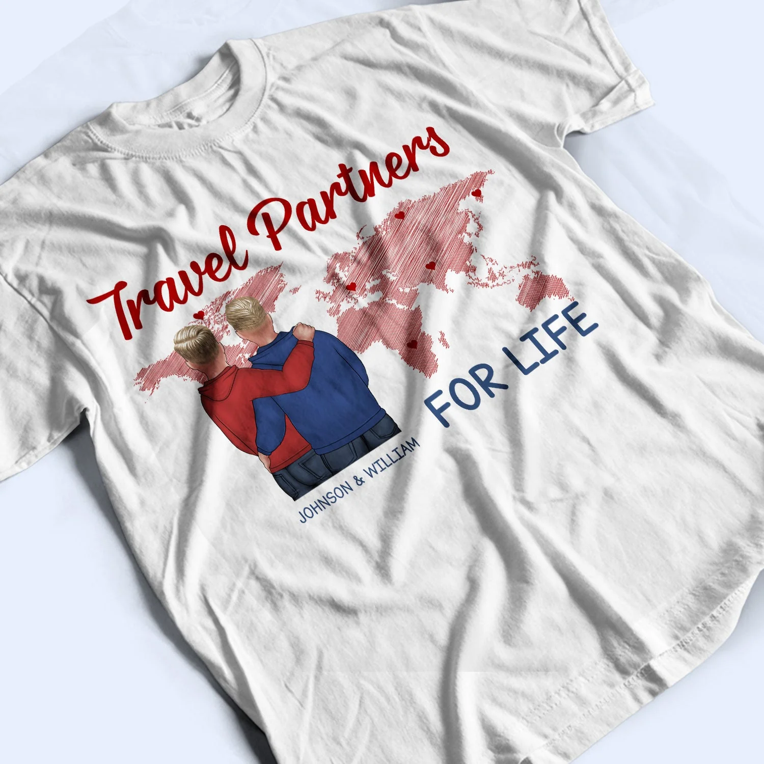 Couple Travel Partners For Life Husband Wife Lover - Anniversary, Birthday Gift For Couple, Trippin', Traveling Lovers, Vacation - Personalized Custom T Shirt - Image 3
