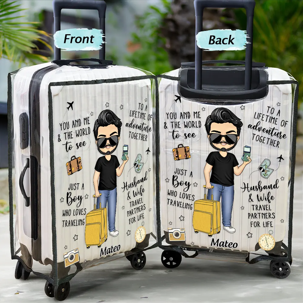 Couple Travel Partners For Life - Personalized Combo 2 Clear Luggage Covers - Image 2