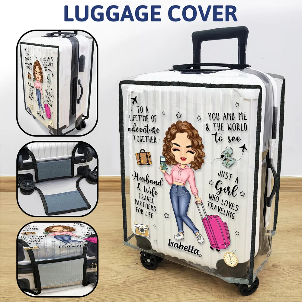 Couple Travel Partners For Life - Personalized Combo 2 Clear Luggage Covers - Image 3