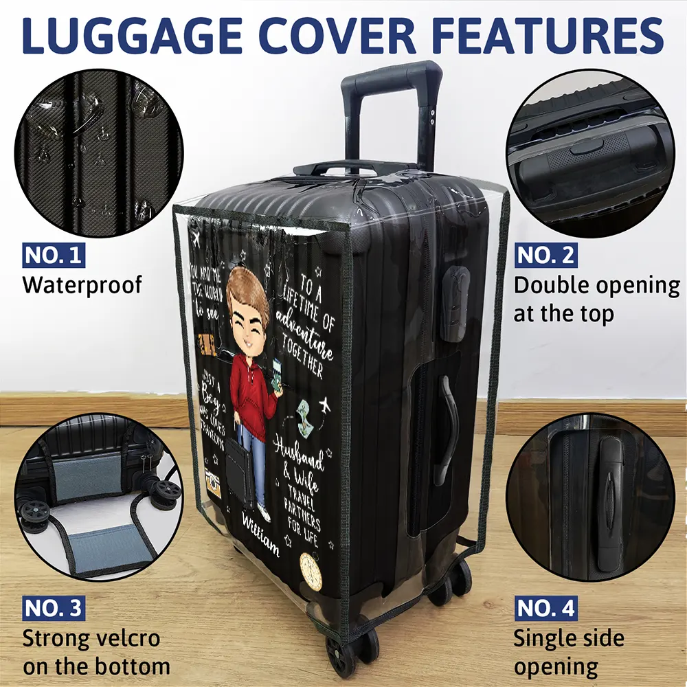 Couple Travel Partners For Life - Personalized Combo 2 Clear Luggage Covers - Image 4