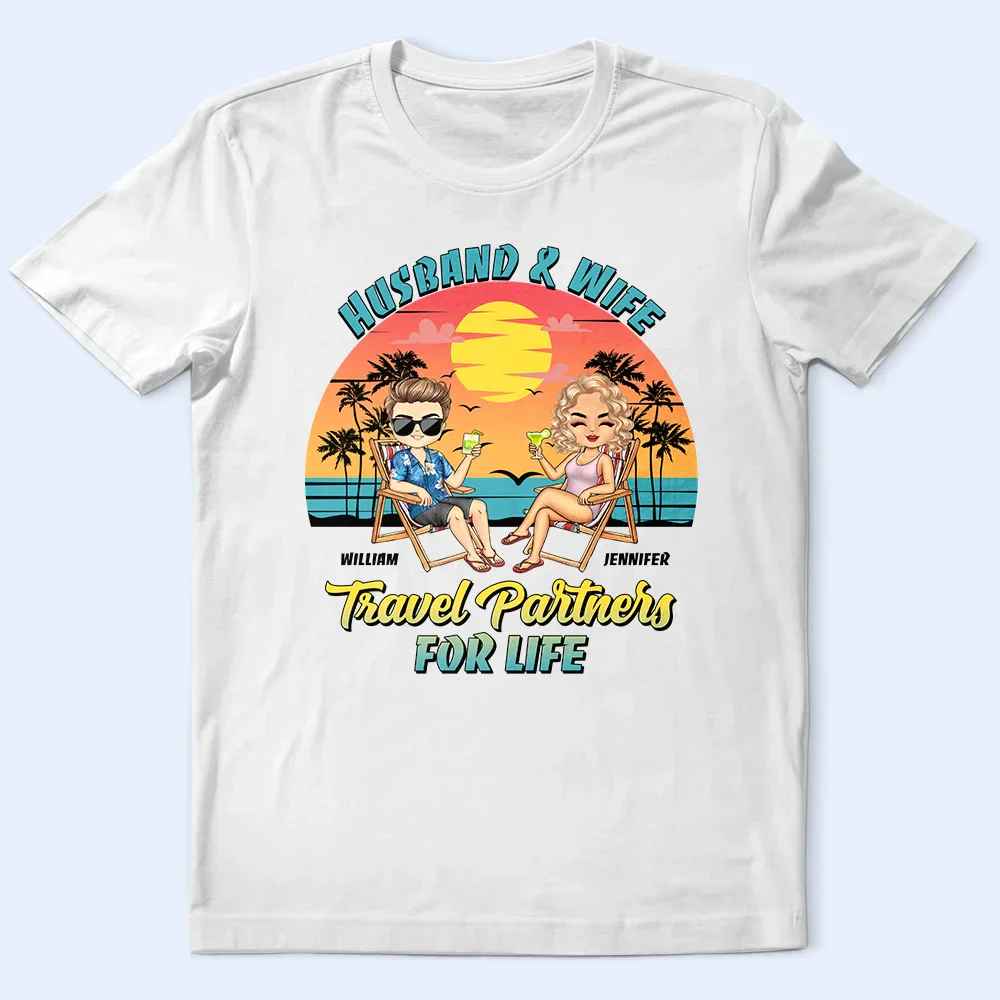 Couple Travel Partners For Life - Personalized T Shirt - Image 2