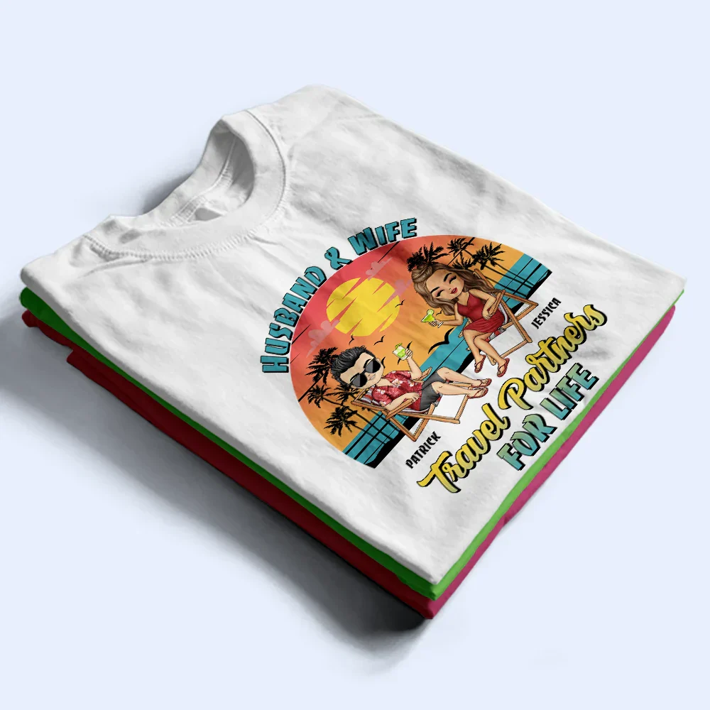 Couple Travel Partners For Life - Personalized T Shirt - Image 3