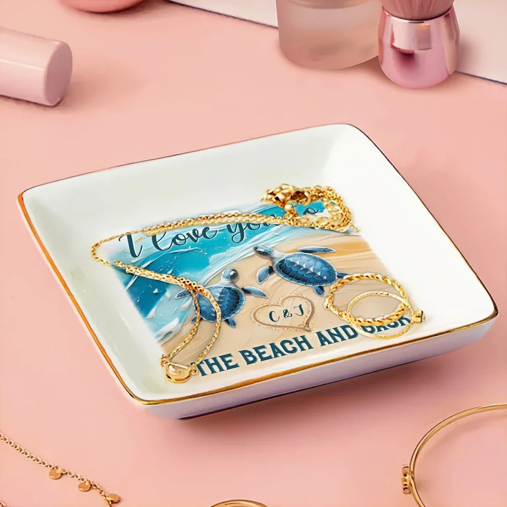 Couple Turtle I Love You To The Beach And Back - Personalized Ring Dish - Image 3