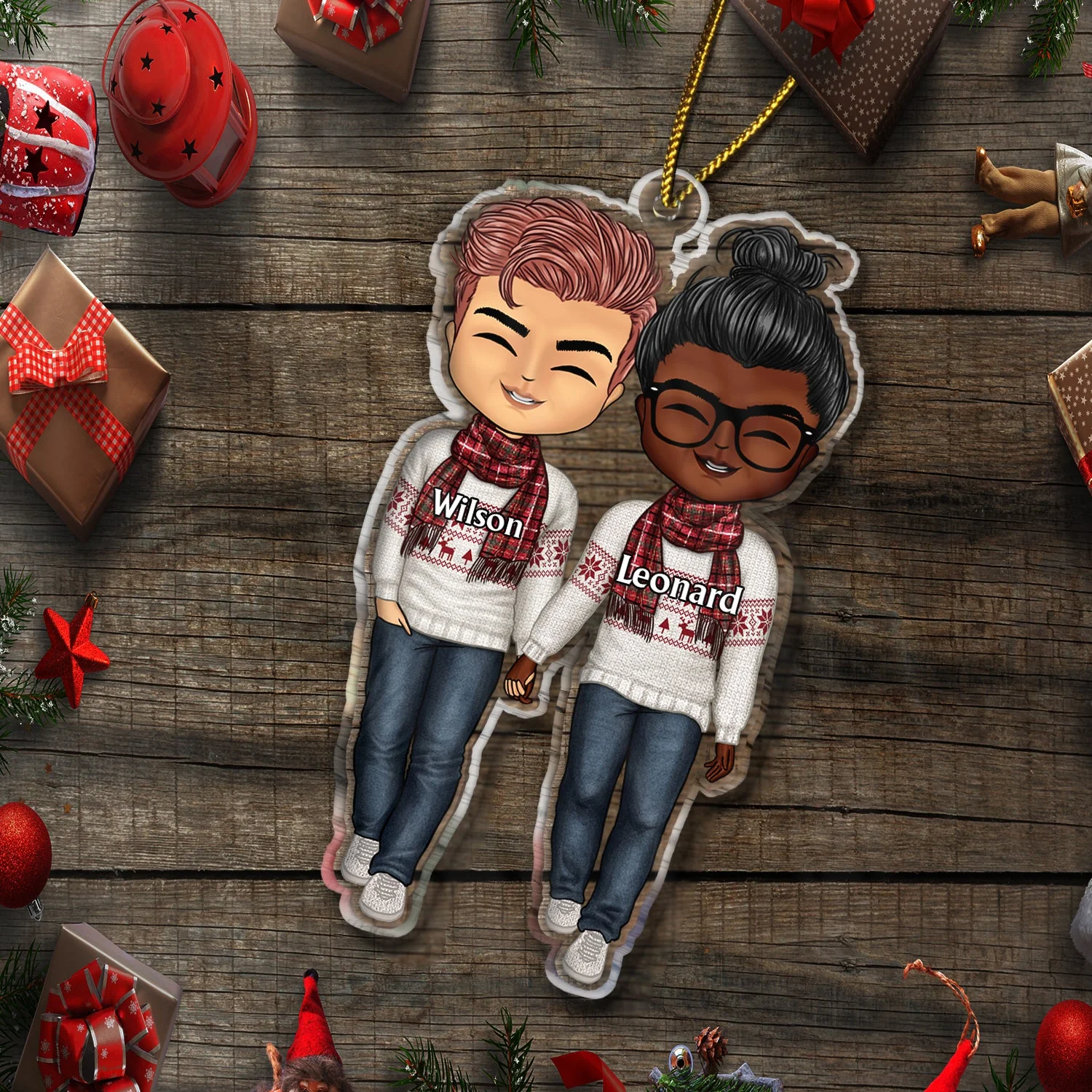 Couple Walking - Christmas Gift For Lover, Husband, Wife, Couples - Personalized Cutout Acrylic Ornament - Image 6