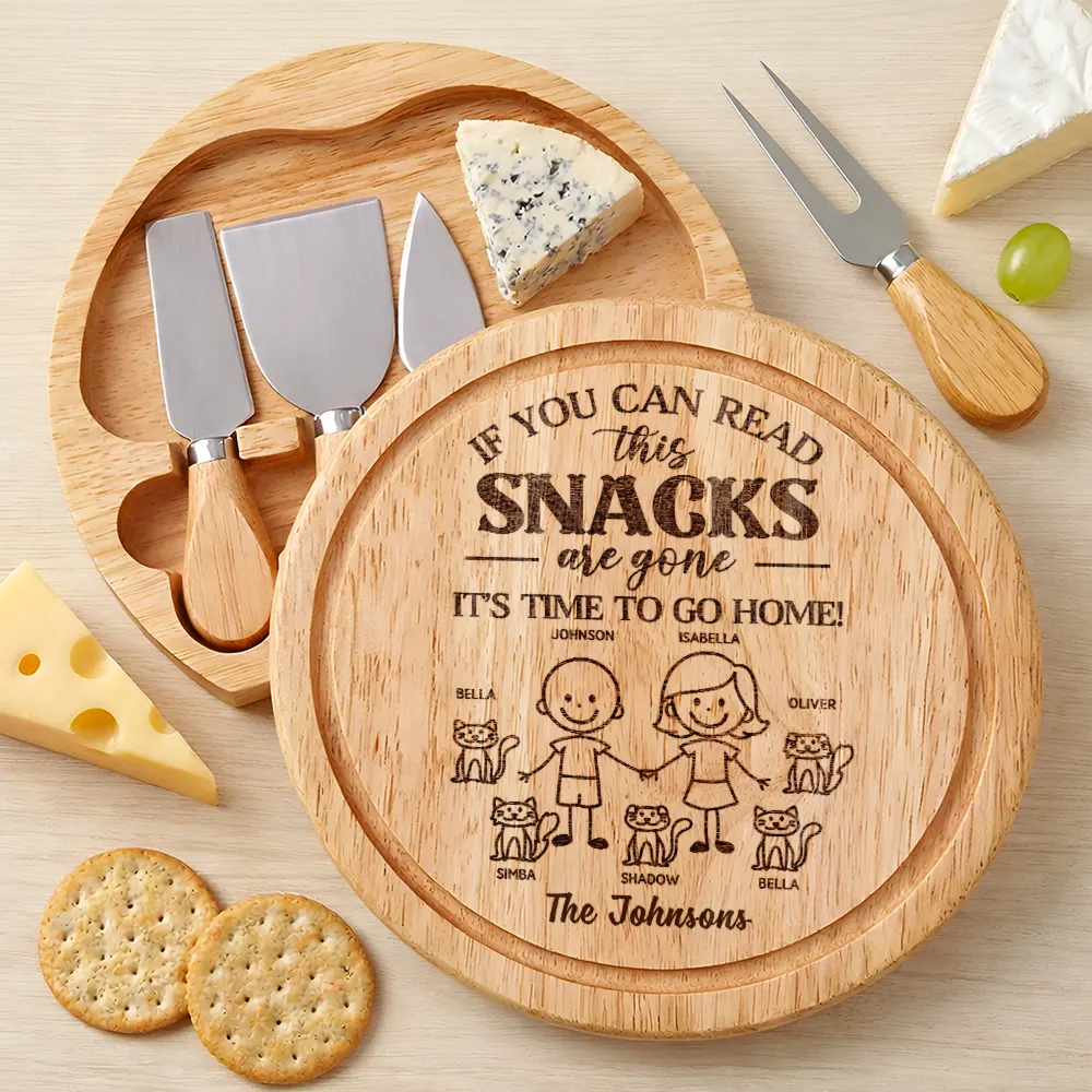 Couple With Pet Charcuterie If You Can Read This - Personalized Cheese Board Set - Image 2