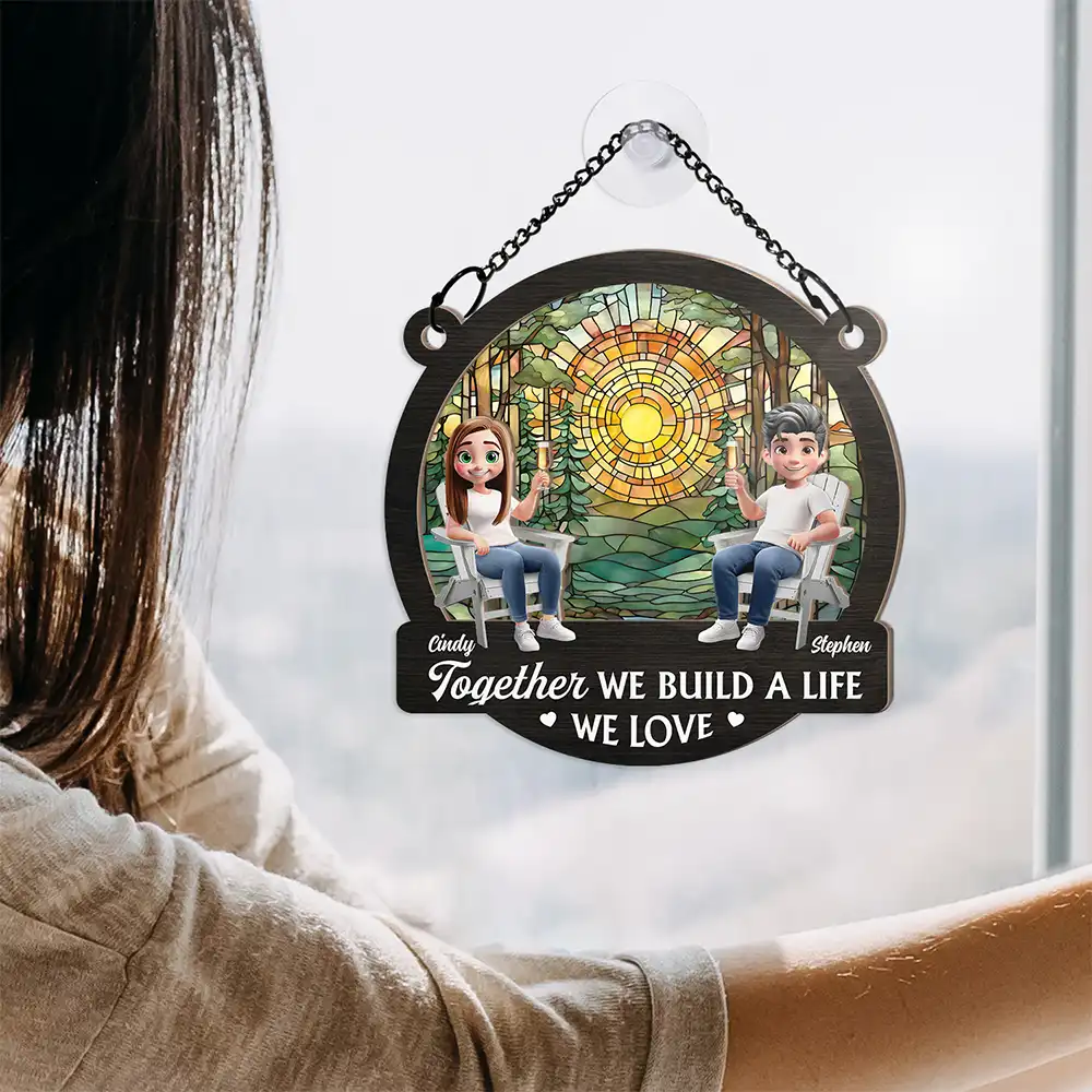 Couple You And Me We Got This Beach Lake Campsite View - Personalized Window Hanging Suncatcher Ornament - Image 4