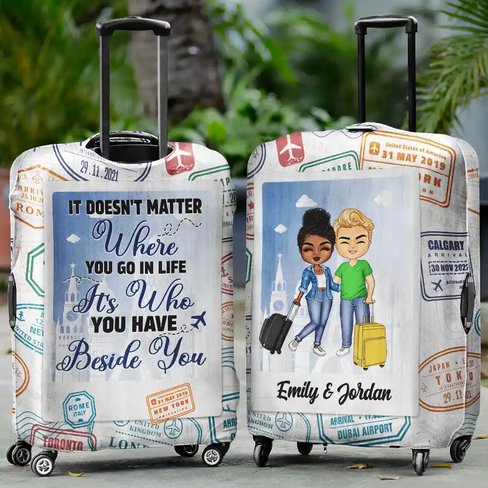 Couple You Are My Greatest Adventure - Personalized Luggage Cover - Image 2