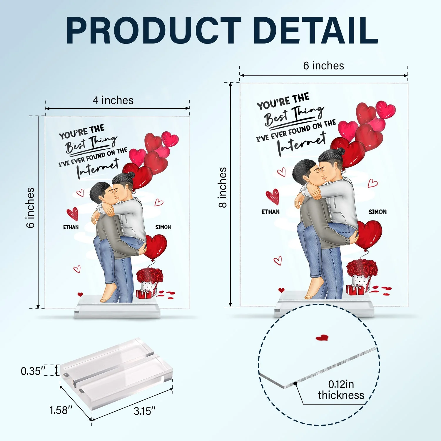 Couple You Are The Best Thing Found On Internet - Gift For Couples - Personalized Vertical Rectangle Acrylic Plaque - Image 5
