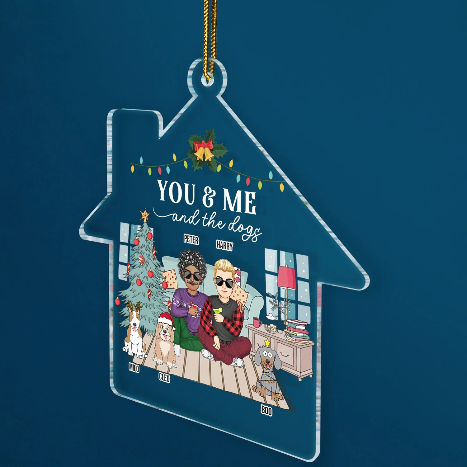 Couple You & Me And The Dogs - Christmas Gift For Couples, Dog Lovers, Husband, Wife - Personalized Custom Shaped Acrylic Ornament - Image 2