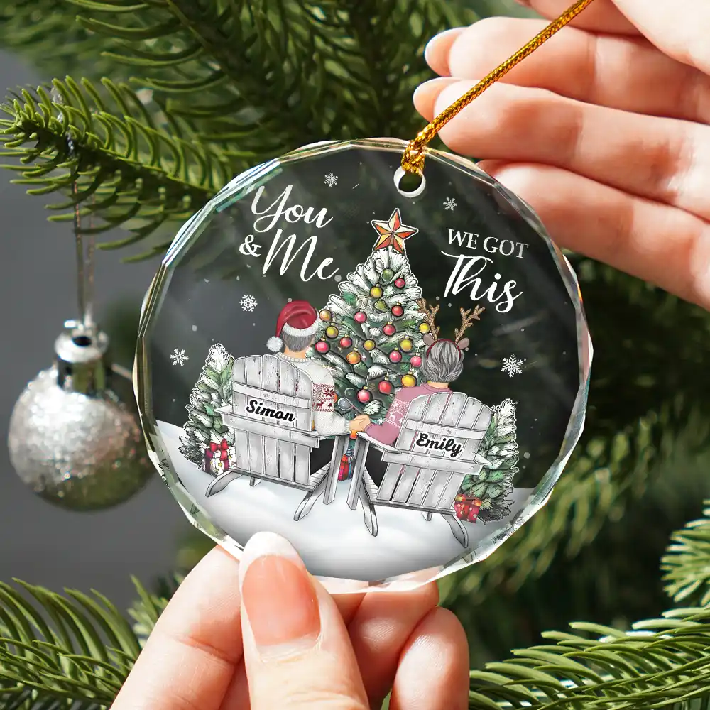 Couple You Will Forever Be My Always - Personalized Circle Glass Ornament - Image 2
