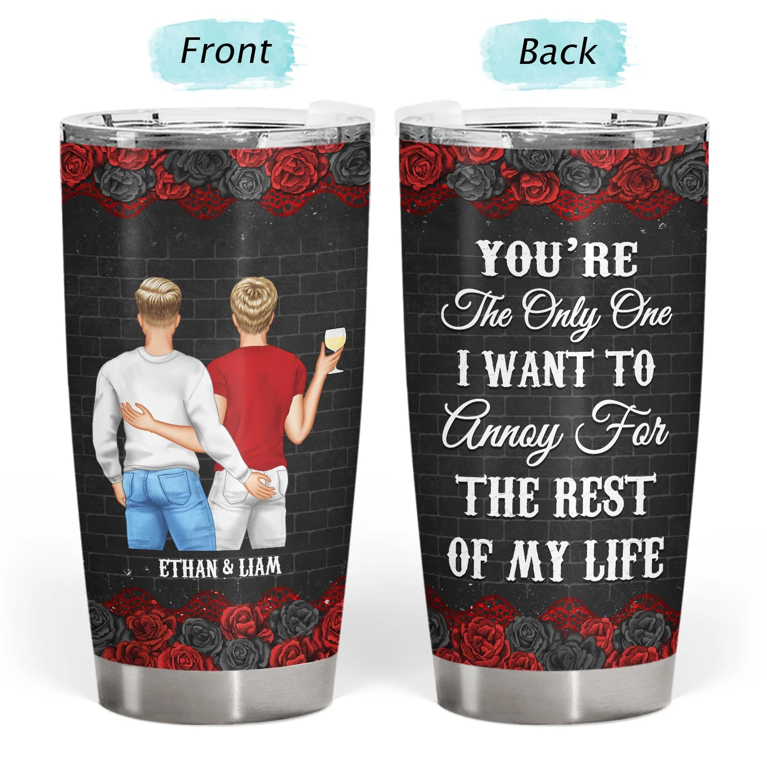 Couple You're The Only One I Want To Annoy - Gift For Couples Black Ver - Personalized Custom Tumbler - Image 3