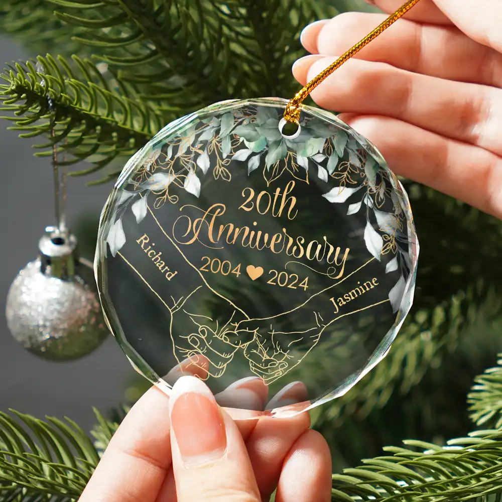 Couples Anniversary - Personalized Circle Glass Ornament - Image 2