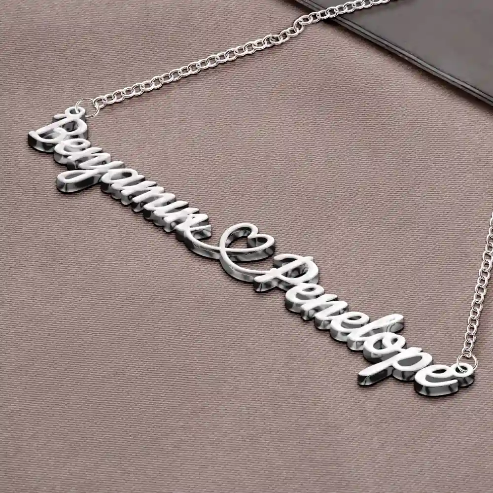 Couples Initials Heart Sign Name - Personalized Letter Necklace - Image 4