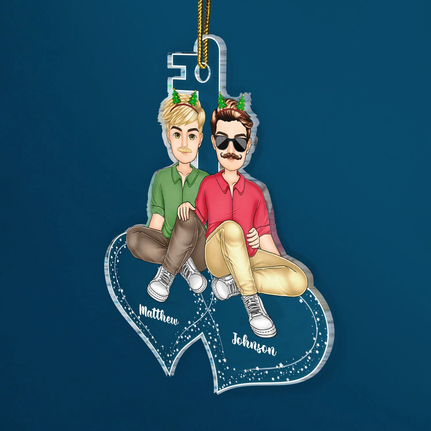 Couples Love Key - Christmas Gift For Couples - Personalized Cutout Acrylic Ornament - Image 2
