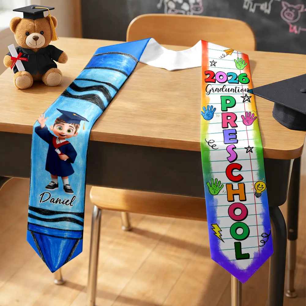 Crayon Graduation 3D Effect Kid - Personalized Kid Graduation Stole - Image 2