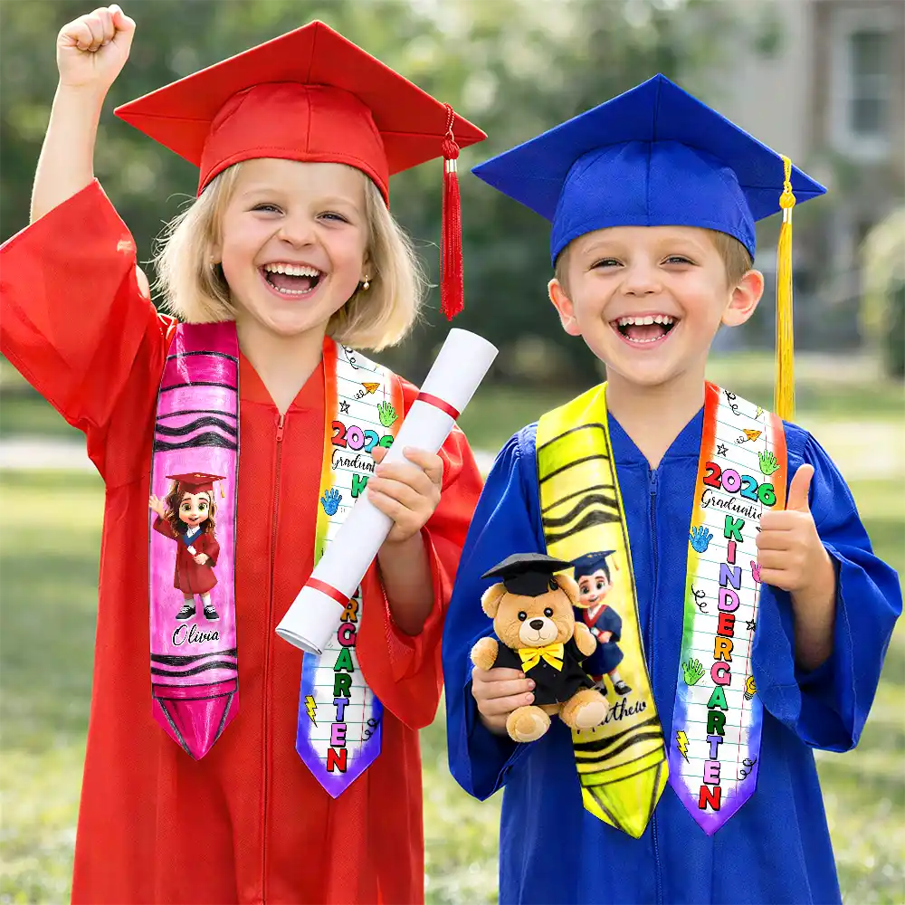 Crayon Graduation 3D Effect Kid - Personalized Kid Graduation Stole - Image 4