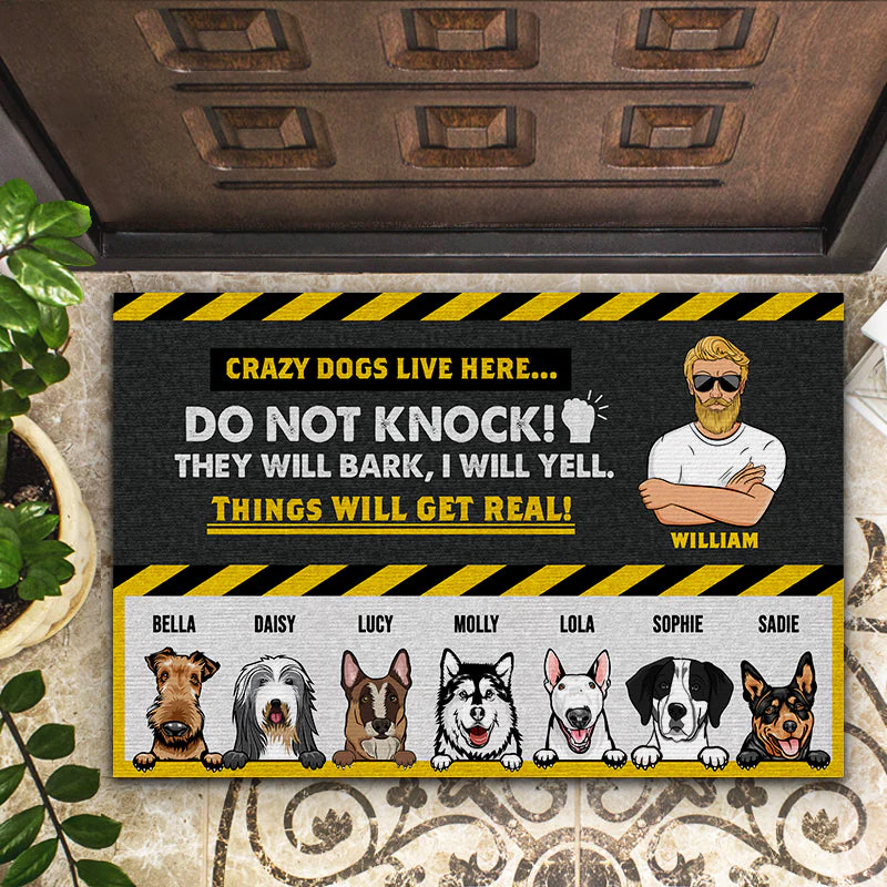 Crazy Dogs Live Here - Gift For Dog Lovers - Personalized Custom Doormat - Image 2