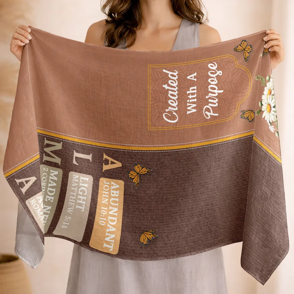 Created With A Purpose Birth Month Flower - Personalized Lightweight Soft Shawl - Image 2