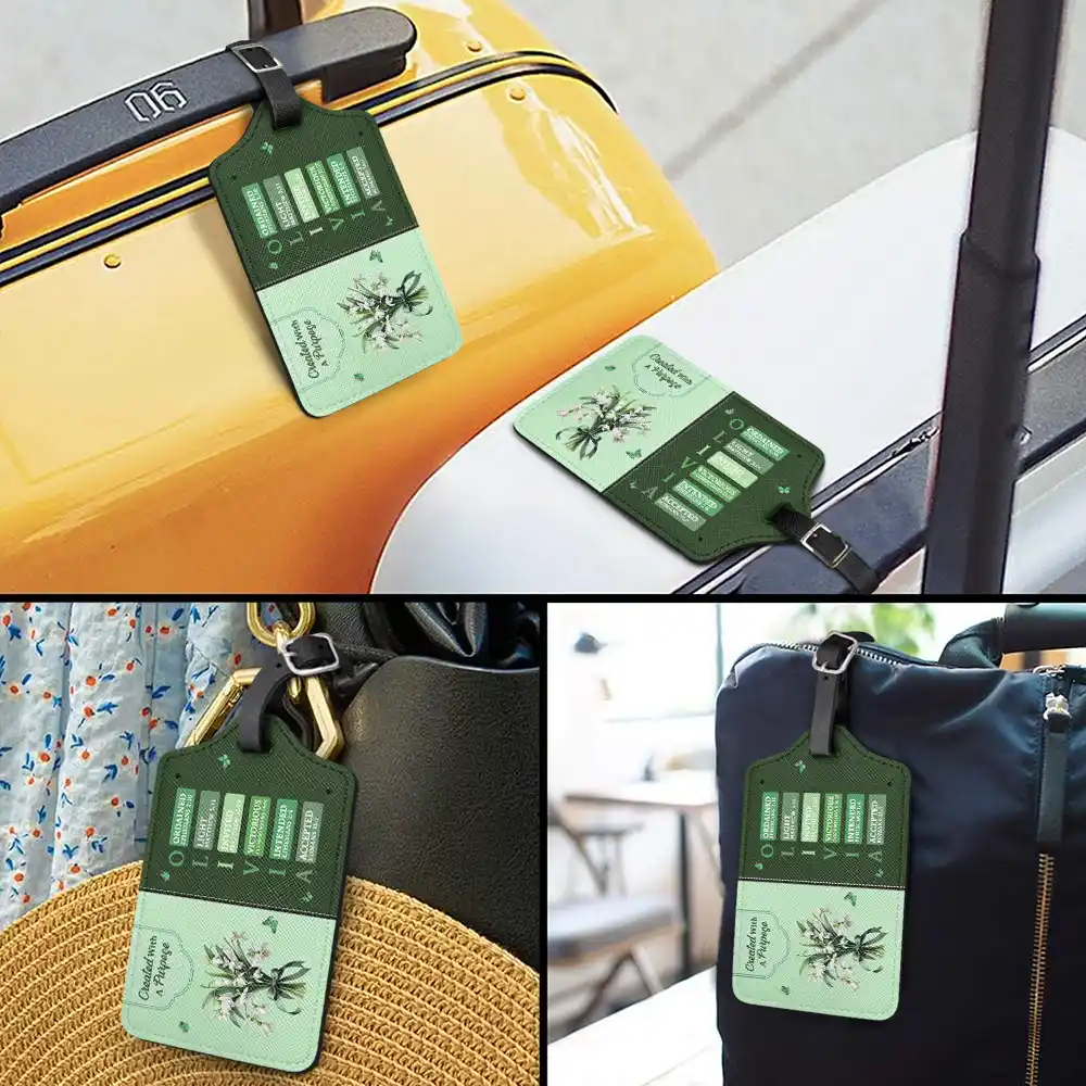 Created With A Purpose Birth Month Flower - Personalized Luggage Tag - Image 3