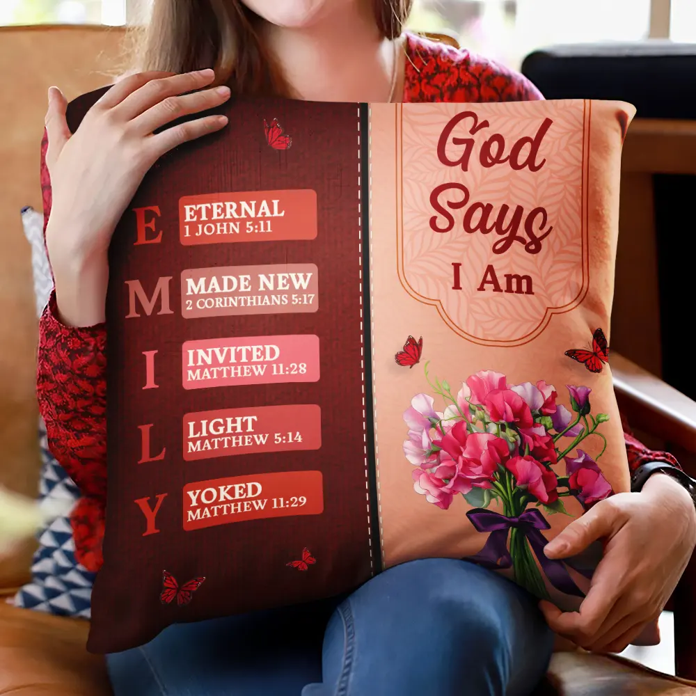 Created With A Purpose Birth Month Flower - Personalized Pillow - Image 2