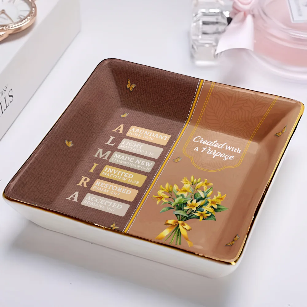 Created With A Purpose Birth Month Flower - Personalized Ring Dish - Image 2