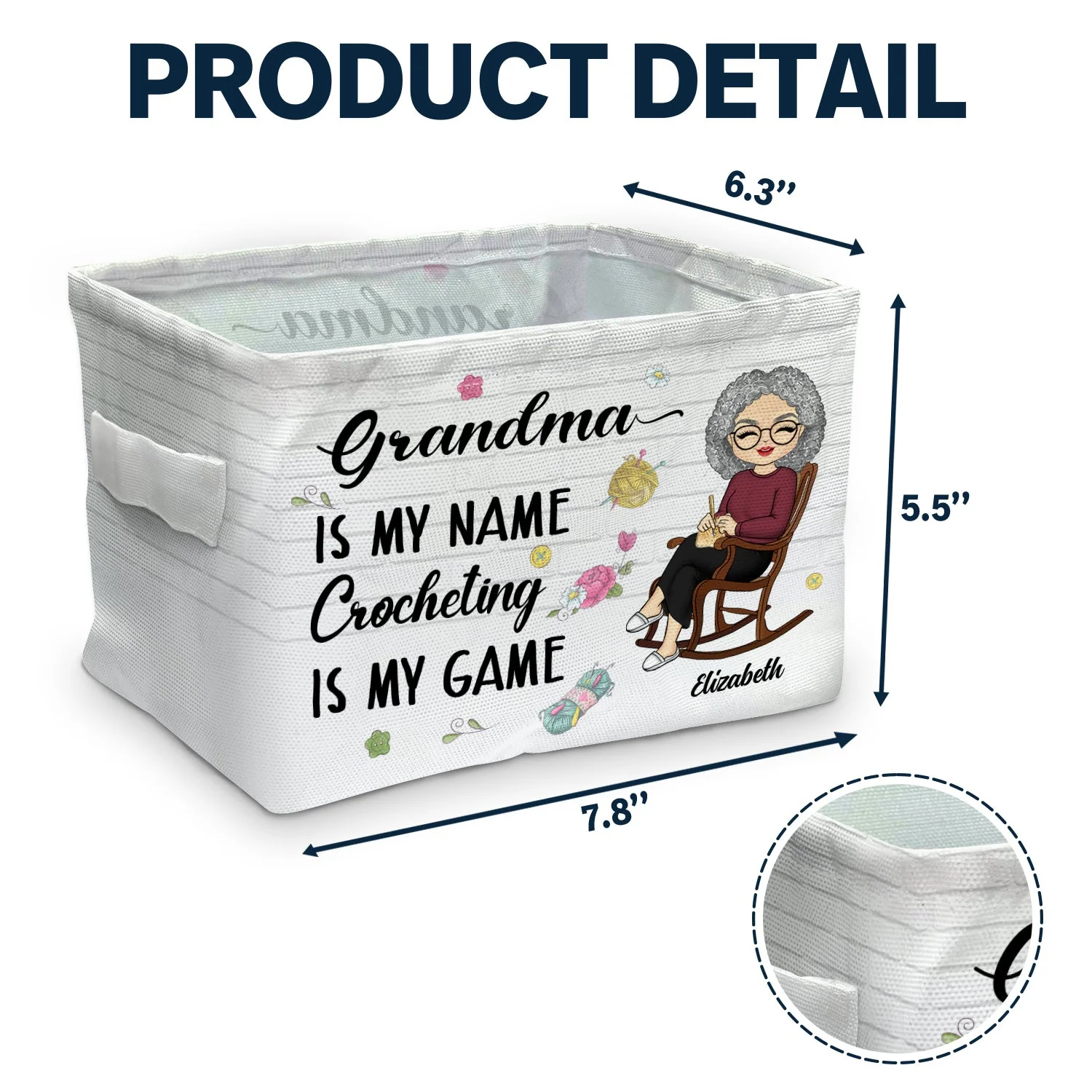 Crocheting Is My Game - Gift For Grandma & Mother - Personalized Storage Box - Image 4