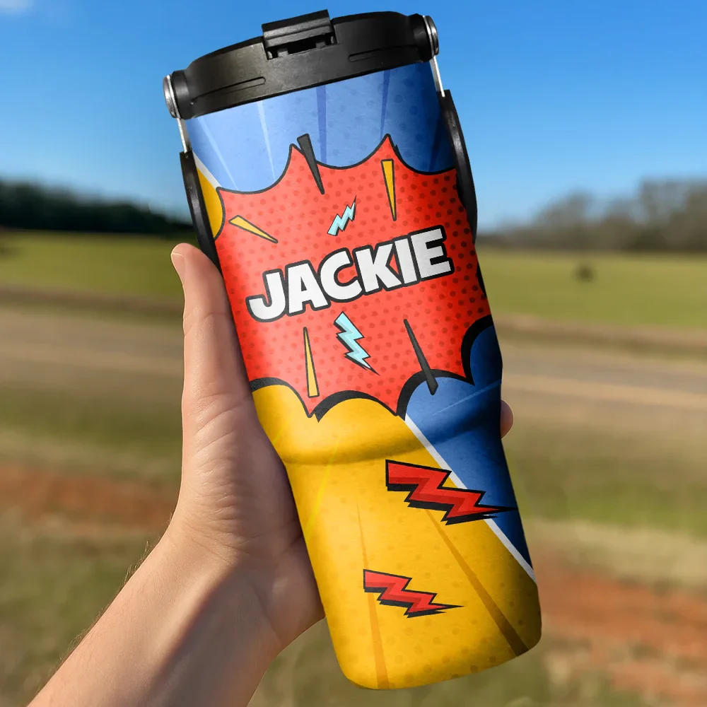 Crossed Arms Kid With Name - Personalized 30oz Tumbler With Handle - Image 3