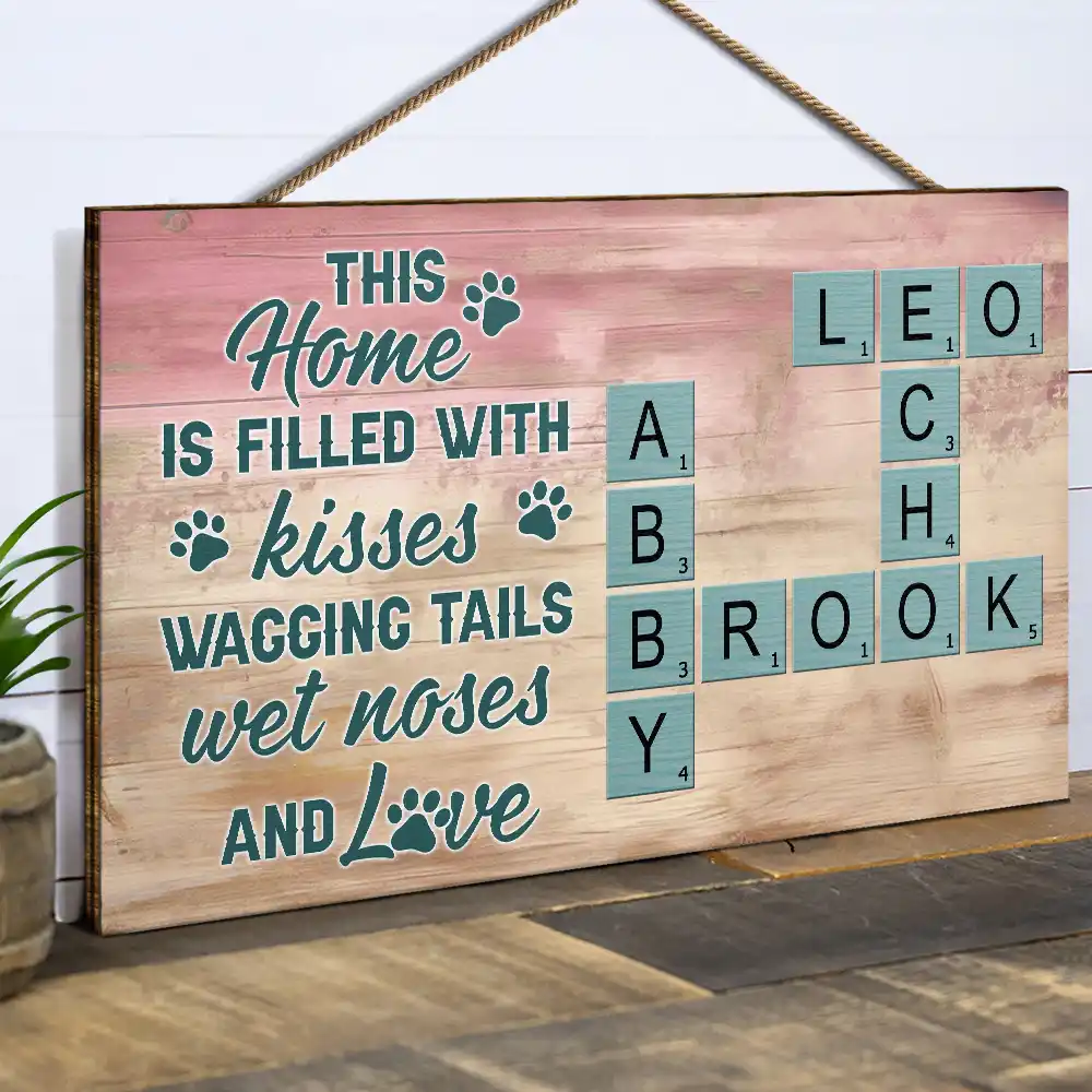 Crossword A House Is Not A Home Without Pawprints Scrabble - Personalized Wood Rectangle Sign - Image 3