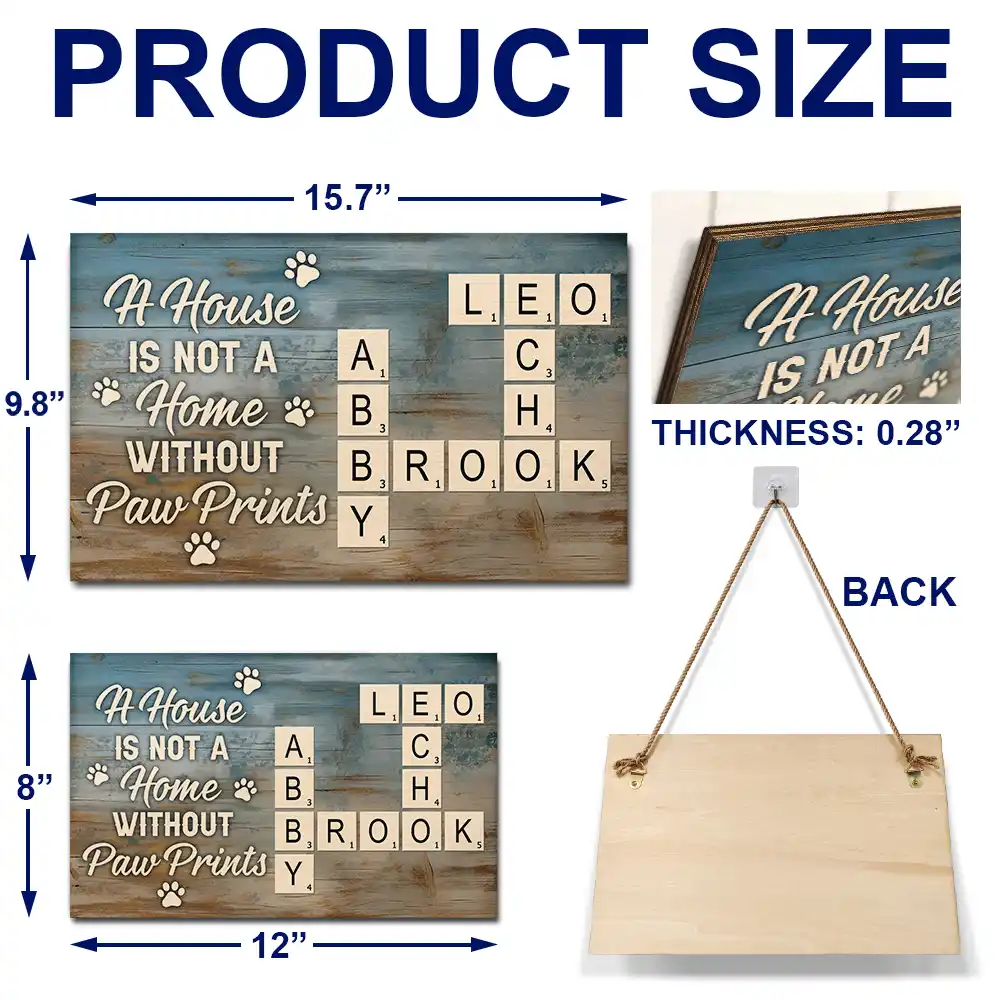 Crossword A House Is Not A Home Without Pawprints Scrabble - Personalized Wood Rectangle Sign - Image 6