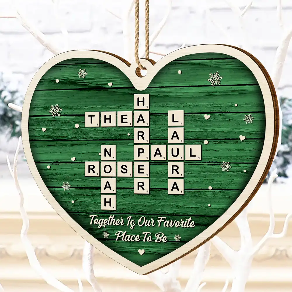 Crossword All Hearts Come Home For Christmas - Personalized Custom Shaped Wooden Ornament - Image 5