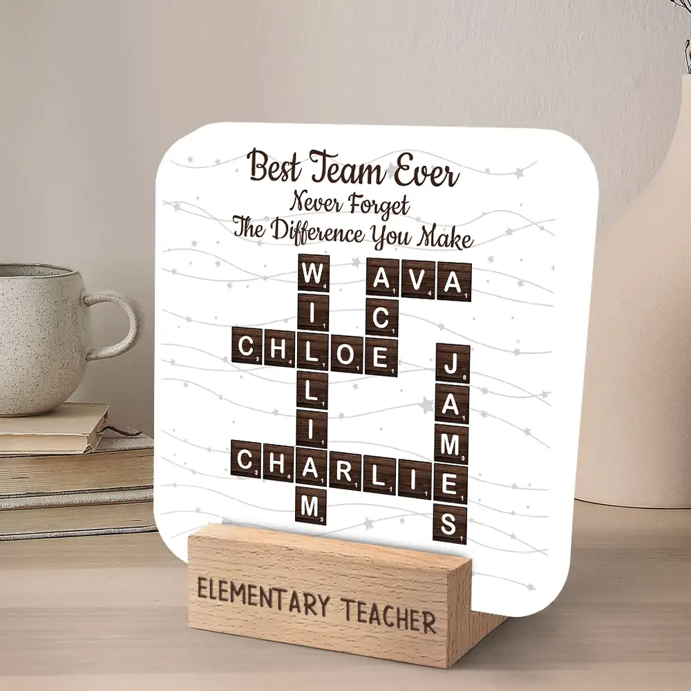 Crossword Best Team Ever - Personalized Calendar With Wooden Stand - Image 5