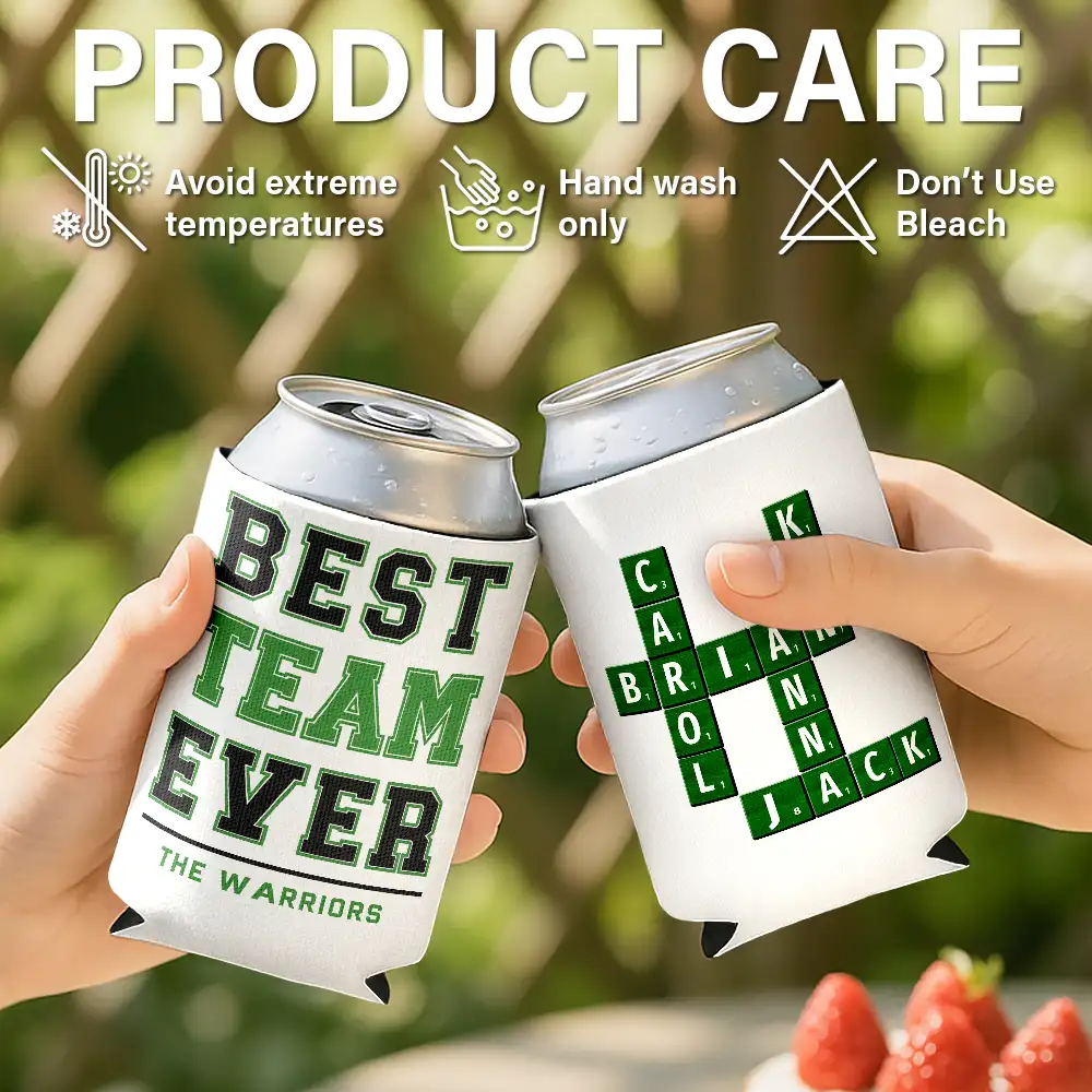 Crossword Best Team Ever Scrabble Name - Personalized Can Cooler Sleeve - Image 6