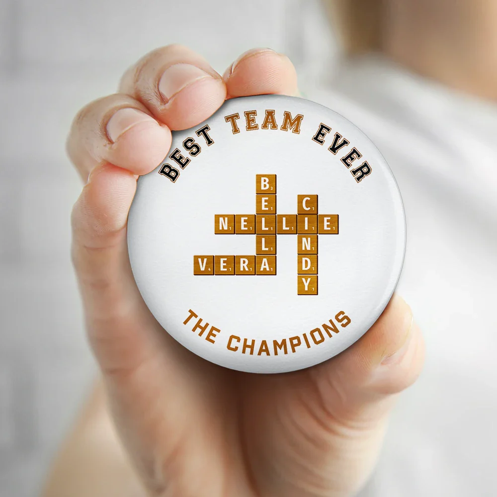 Crossword Best Team Ever Scrabble Name - Personalized Plastic Pinback Button - Image 5