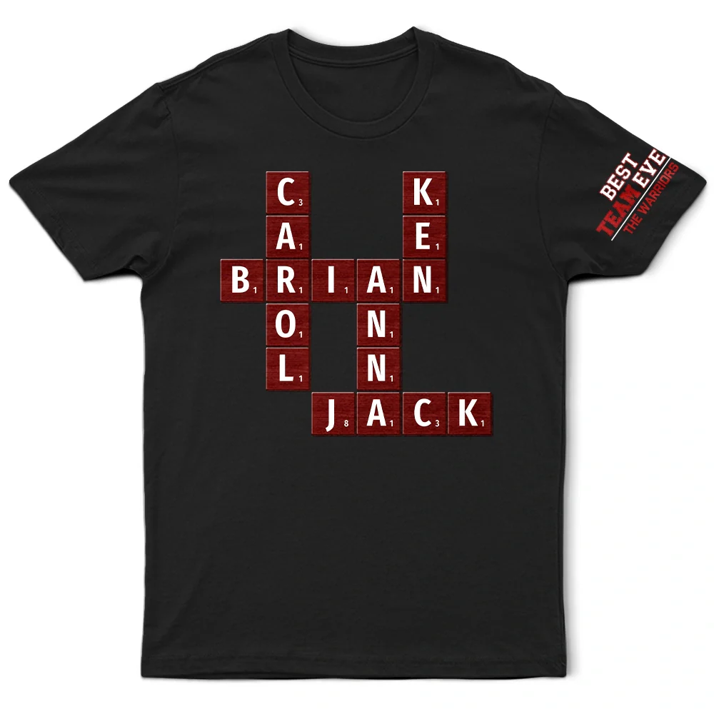 Crossword Best Team Ever Scrabble Name - Personalized T Shirt - Image 3