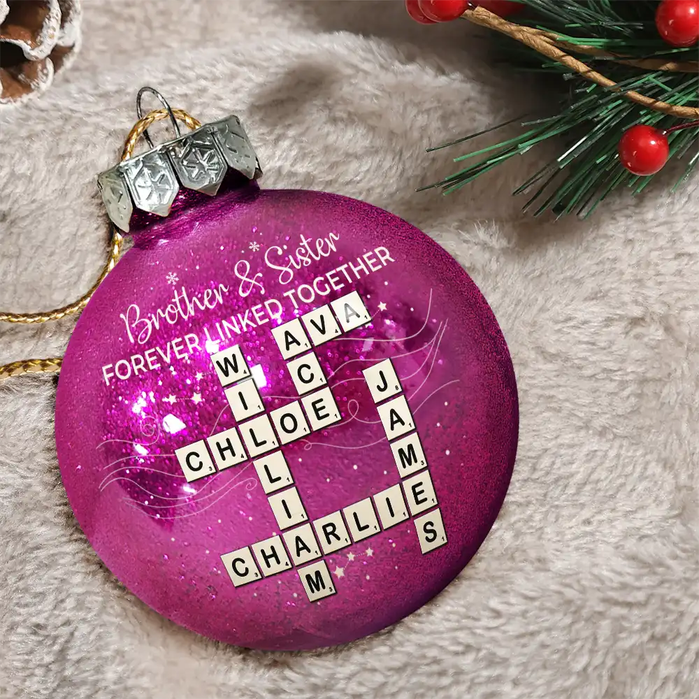 Crossword Brothers & Sisters Forever Linked Together - Personalized Ball Ornament - Image 3