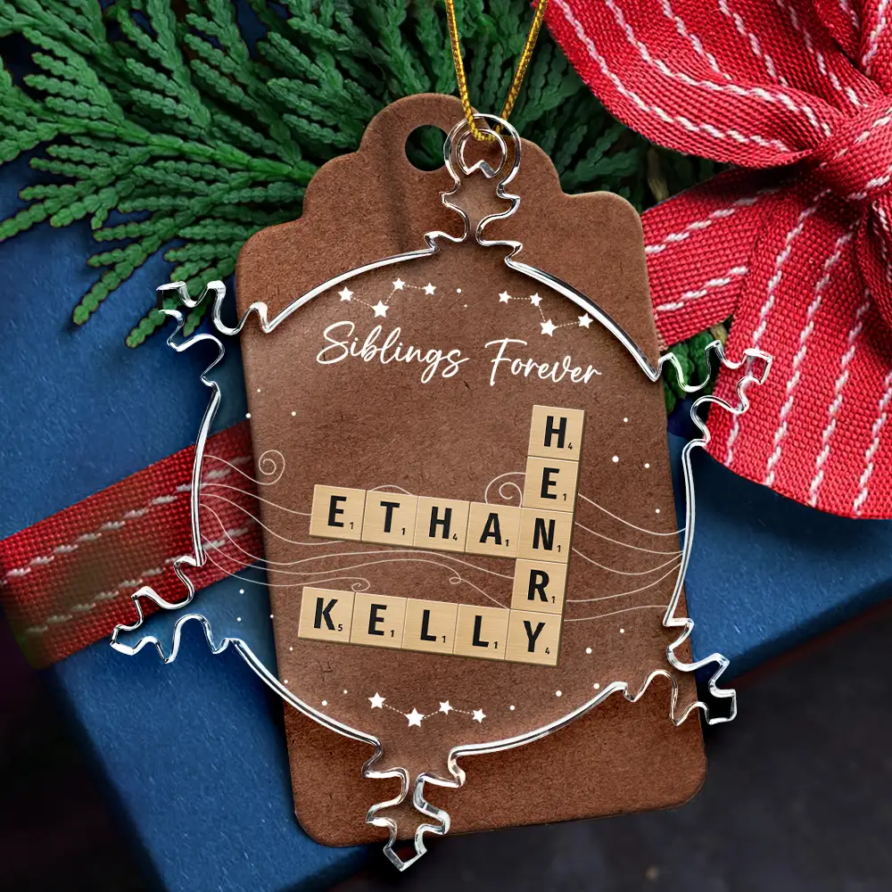 Crossword Family Names - Personalized Snowflakes Shaped Glass Ornament - Image 6