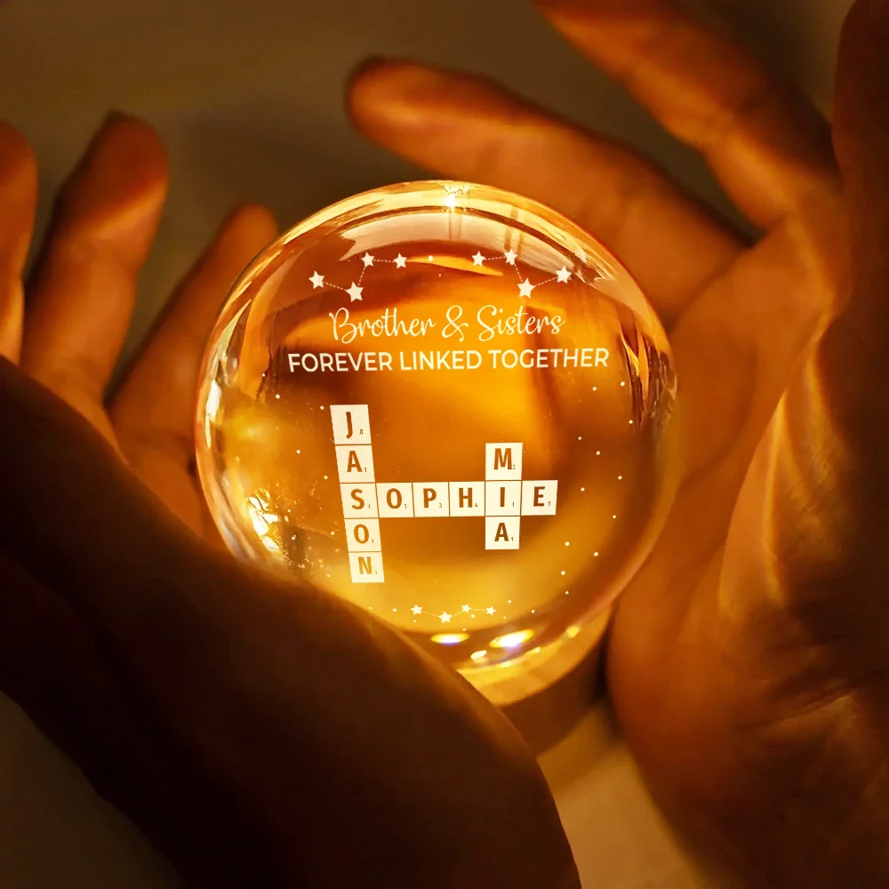 Crossword Family Relationship Forever Linked Together - Personalized Crystal Globe Lamp - Image 5