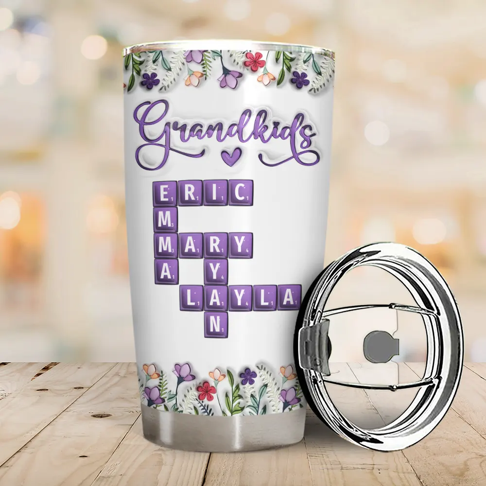 Crossword Grandkids - 3D Inflated Effect Printed Cup, Personalized Tumbler - Image 3